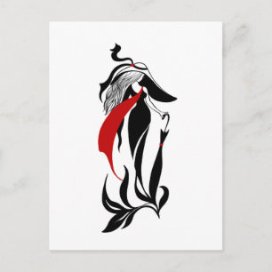 Mode Glamour schöne grafische Illustration Postkarte