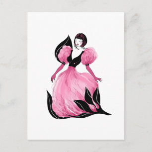 Mode Glamour schöne Wasserfarben-Illustration Postkarte