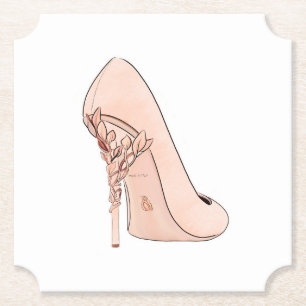 Mode-goldener orange Schuh Untersetzer