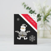Mode-Hahnentrittmuster Kariert Santa mit Schneeflo Postkarte (Stehend Vorderseite)