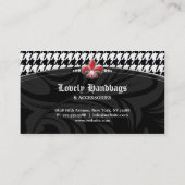 Mode-Hahnentrittmuster-Lilien-Schmuck-Schwarzes R Visitenkarte (Rückseite)