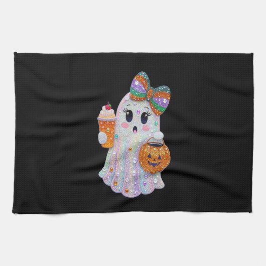 Mode Halloween Rhinstones Geist Geschirrtuch (Horizontal)