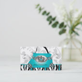 Mode Handbag Crown Pursuit Blue Zebra Floral 2 Visitenkarte (Stehend Vorderseite)