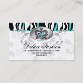 Mode Handbag Crown Pursuit Blue Zebra Floral 2 Visitenkarte (Rückseite)