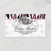 Mode Handtasche Kronencreme Rosa Zebra Floral 2 Visitenkarte (Rückseite)