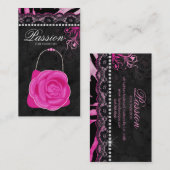 Mode-Handtaschen-Rosen-Geldbeutel-Rosa-SpitzeZebra Visitenkarte (Vorne/Hinten)