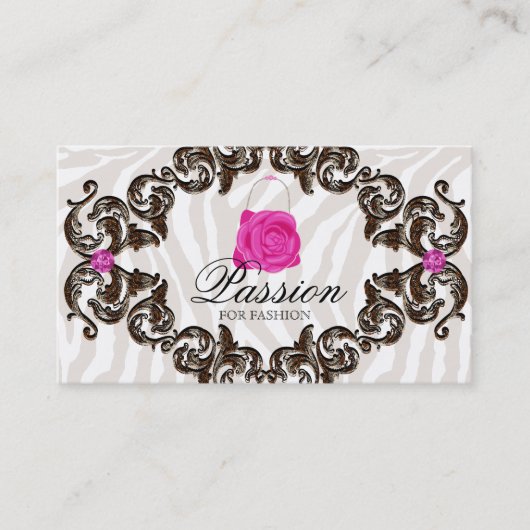 Mode-Handtaschen-Rosen-Geldbeutel-Rosazebra-Rahmen Visitenkarte (Vorderseite)