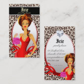 Mode-Handtaschen-Visitenkarte-rote Leopard-Beige Visitenkarte (Vorne/Hinten)