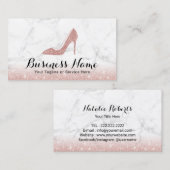 Mode High Heels Schuhe Rose Gold Glitzer Marmor Visitenkarte (Vorne/Hinten)