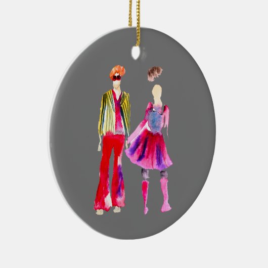 Mode Illustration Aquarellboho Keramik Ornament (Rechts)