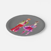 Mode Illustration Aquarellboho Pappteller (Schrägansicht)