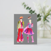 Mode Illustration Aquarellboho Postkarte (Stehend Vorderseite)