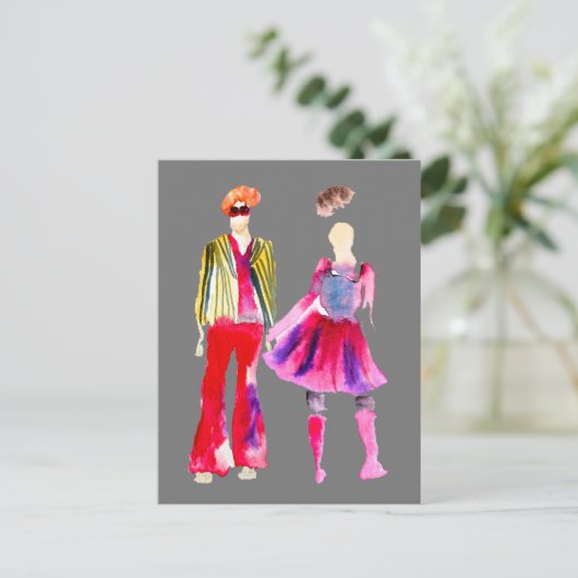 Mode Illustration Aquarellboho Postkarte (Stehend Vorderseite)