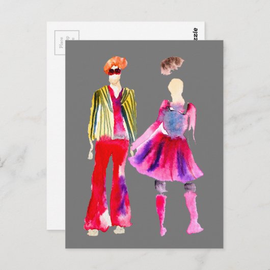 Mode Illustration Aquarellboho Postkarte (Vorne/Hinten)
