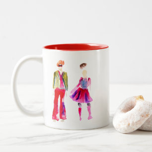 Mode Illustration Aquarellboho Zweifarbige Tasse