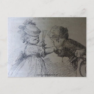 Mode-Illustration aus dem 19. Jahrhundert, schwarz Postkarte