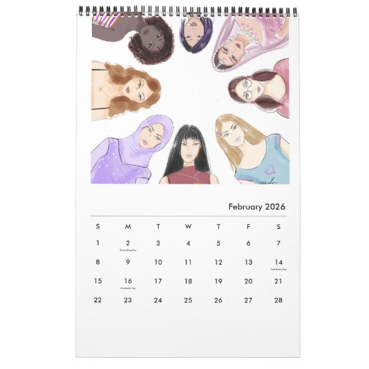 Mode-Illustration Kalender (Feb 2026)