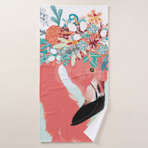 Mode-Illustration mit gezeichnet rosa Flamingoflam Badehandtuch