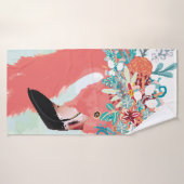 Mode-Illustration mit gezeichnet rosa Flamingoflam Badehandtuch (Badehandtuch)