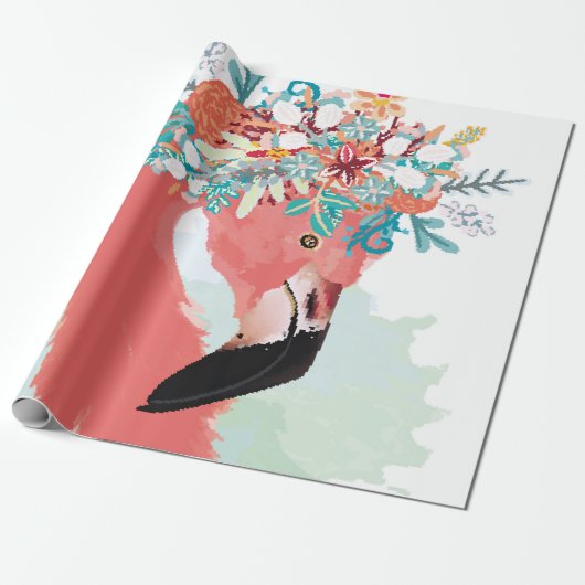 Mode-Illustration mit gezeichnet rosa Flamingoflam Geschenkpapier (Ungerollt)