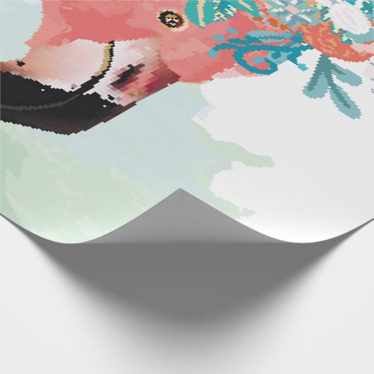 Mode-Illustration mit gezeichnet rosa Flamingoflam Geschenkpapier (Ecke)