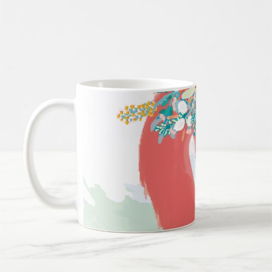Mode-Illustration mit gezeichnet rosa Flamingoflam Kaffeetasse (Links)
