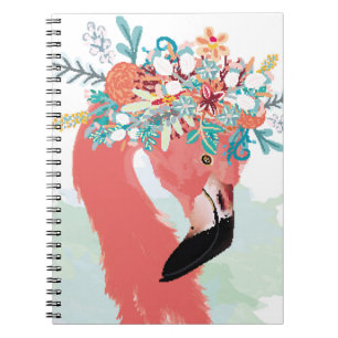 Mode-Illustration mit gezeichnet rosa Flamingoflam Notizblock