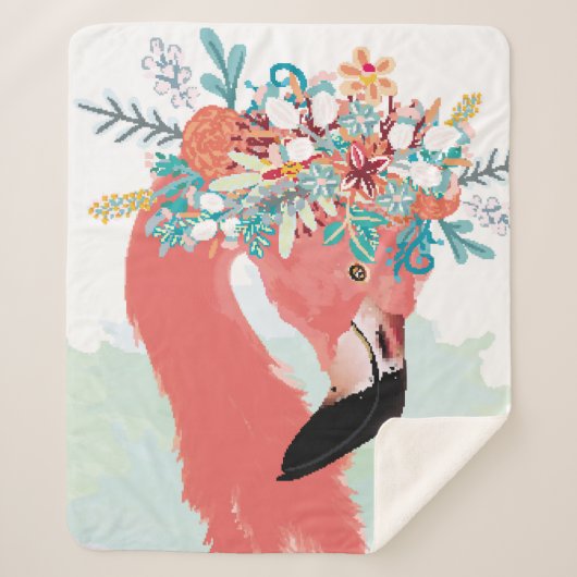 Mode-Illustration mit gezeichnet rosa Flamingoflam Sherpadecke (Vorderseite)