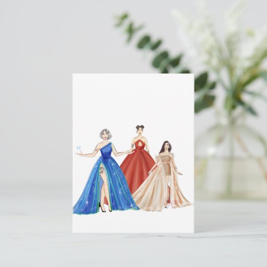 Mode-Illustration Postkarte (Stehend Vorderseite)