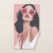Mode Illustration Stilvolle Frau mit Sonnenbrille Badhandtuch Set (Handtuch)