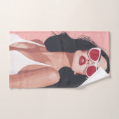 Mode Illustration Stilvolle Frau mit Sonnenbrille Badhandtuch Set (Handtuch)