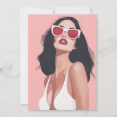 Mode Illustration Stilvolle Frau mit Sonnenbrille Einladung (Vorderseite)