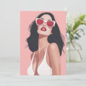 Mode Illustration Stilvolle Frau mit Sonnenbrille Einladung (Stehend Vorderseite)