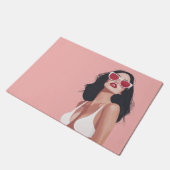 Mode Illustration Stilvolle Frau mit Sonnenbrille Fußmatte (Schrägansicht)