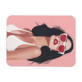 Mode Illustration Stilvolle Frau mit Sonnenbrille Magnet (Horizontal)