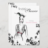 Mode-Illustrations-Brautparty Einladung (Vorne/Hinten)