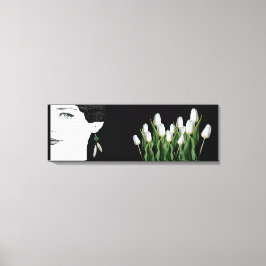 Mode Illustrator Mädchen Gesicht hübsch floralen Leinwanddruck