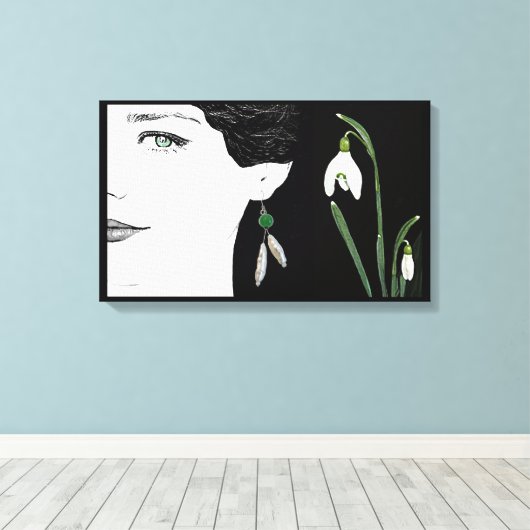 Mode Illustratorin in Perlmuttblüte Leinwanddruck (Insitu (Holzboden))