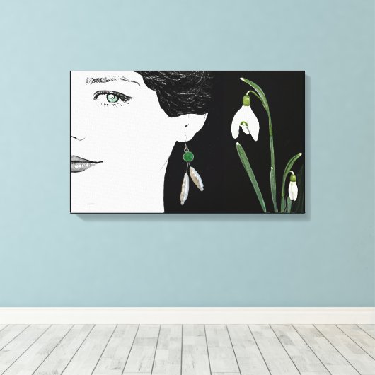 Mode Illustratorin in Perlmuttblüte Leinwanddruck (Insitu (Holzboden))