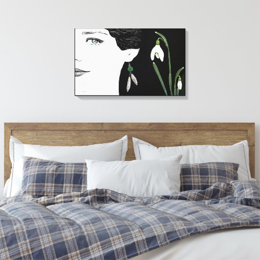 Mode Illustratorin in Perlmuttblüte Leinwanddruck (Insitu (Schlafzimmer))