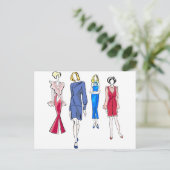 Mode in Rot und Blau Postkarte (Stehend Vorderseite)
