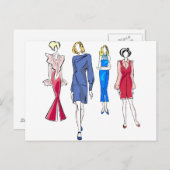 Mode in Rot und Blau Postkarte (Vorne/Hinten)