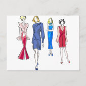Mode in Rot und Blau Postkarte (Vorderseite)