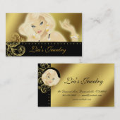 Mode Jewelry Hübsch Blonde Woman Gold Visitenkarte (Vorne/Hinten)