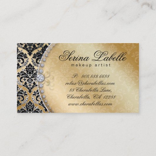 Mode Jewelry Makeup Artist Damask Crown Cool Visitenkarte (Rückseite)