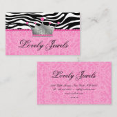 Mode Juwelen in Kronleopard Zebra Lace Pink Visitenkarte (Vorne/Hinten)