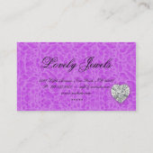 Mode-Juwelherzleopard Zebra-Spitze lila Visitenkarte (Rückseite)