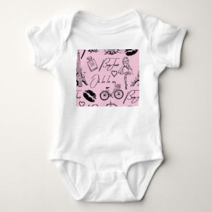 Mode, Kalligrafie, Eiffelturm, Lippen Baby Strampler
