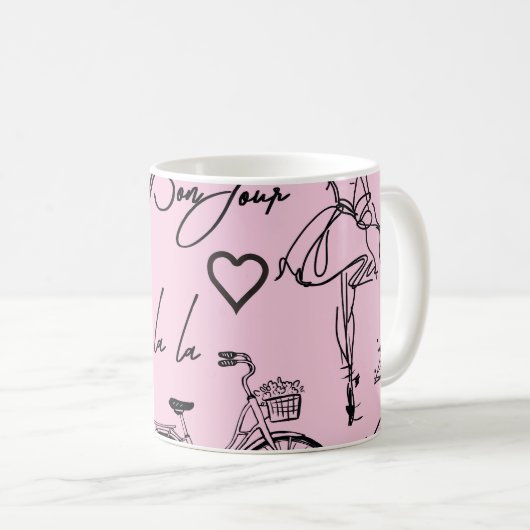 Mode, Kalligrafie, Eiffelturm, Lippen Kaffeetasse (VorderseiteRechts)