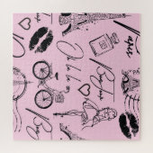 Mode, Kalligrafie, Eiffelturm, Lippen Puzzle (Horizontal)